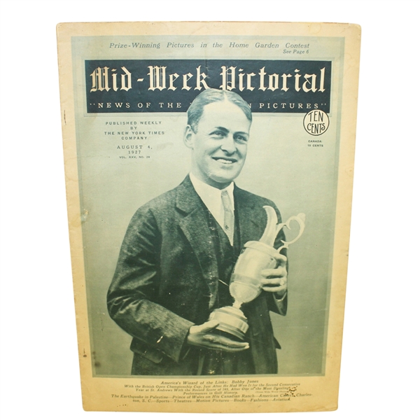 1927 Mid-Week Pictorial - Bobby Jones on Cover with Claret Jug