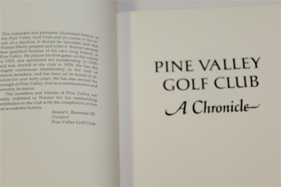 1982 Pine Valley Golf Club 'A Chronicle' Book Signed by Warner Shelly & Ernest Ransome