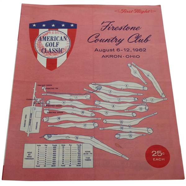 1962 American Golf Classic at Firestone CC Pairing Sheet - Arnold Palmer Win