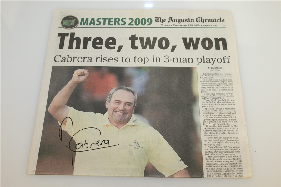 Six Major Winners Signed Local Newspapers Signed by Champs - 3 Masters, 2 US Opens, & 1 Open Championship JSA ALOA