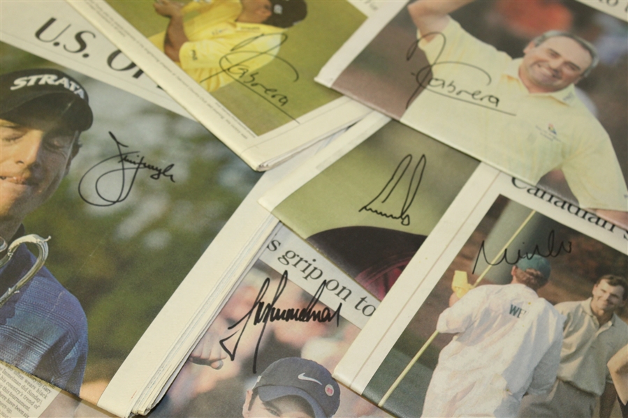 Six Major Winners Signed Local Newspapers Signed by Champs - 3 Masters, 2 US Opens, & 1 Open Championship JSA ALOA
