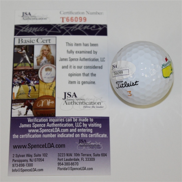 Nick Faldo Signed Masters Logo Golf Ball JSA #T66099