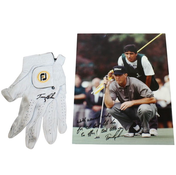 Tom Lehman Signed Golf Glove & 8x10 Photo JSA ALOA