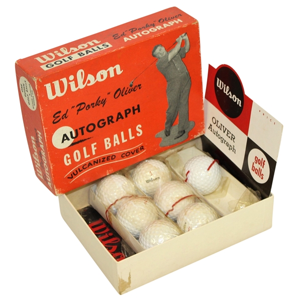 Ed 'Porky' Oliver Vulcanized Cover Autograph Golf Balls (7 Balls) - Circa 1958