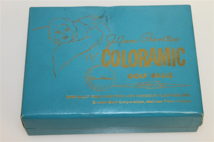 Jo Ann Prentice Golf Ball Box with 3 Sleeves - Extremely Colorful - Circa 1965