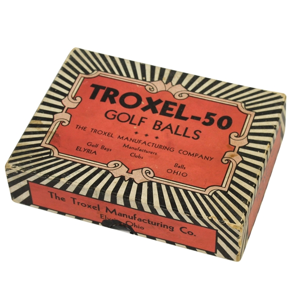 Troxol-50 Golf Ball Box with 7 Square Mesh Golf Balls - Elyria, OH - Circa 1920's