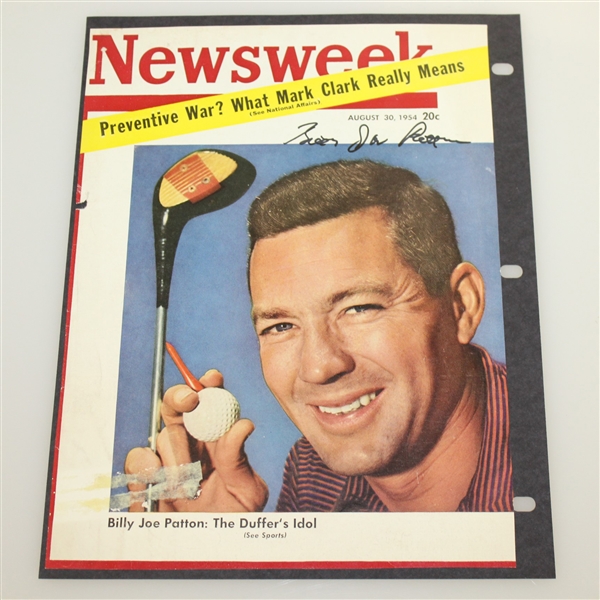 Billy Jo Patton 'The Duffer's Idol' Signed August 20, 1954 Newsweek Magazine Cover JSA ALOA