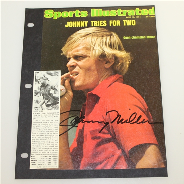 Arnold Palmer Signed Magazine Page with Opposite of Johnny Miller Signed S.I. Cover JSA ALOA