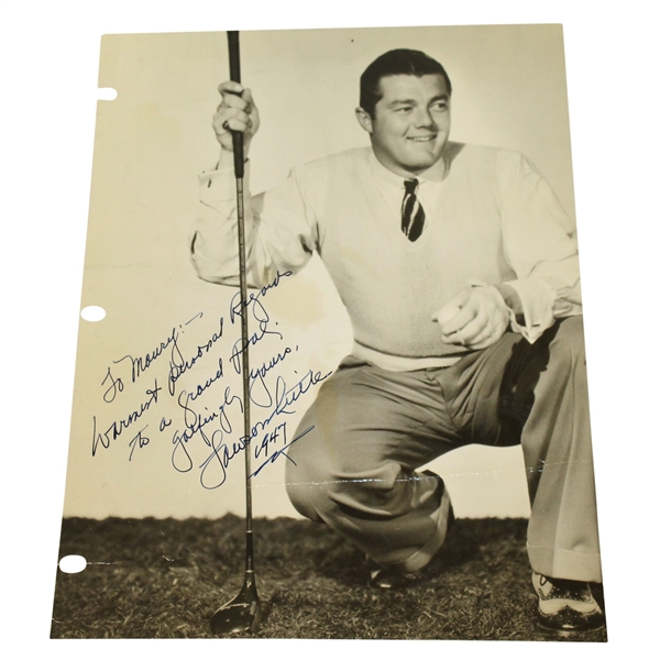 Lawson Little Signed Photo with Inscription & Personalization - 1947 JSA ALOA