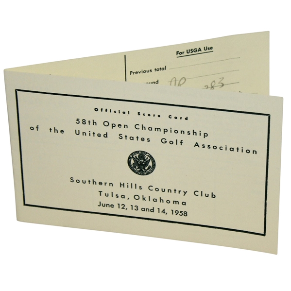 Tommy Bolt & Bruce Crampton Signed 1958 US Open at Southern Hills Replica Scorecard JSA ALOA
