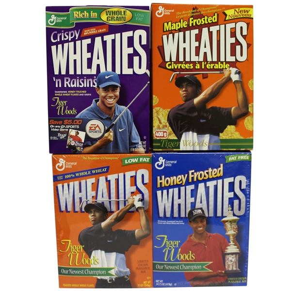 Tiger Woods Commemorative Wheaties Cereal Boxes - Crispy, Maple, Frosted, & Wheat