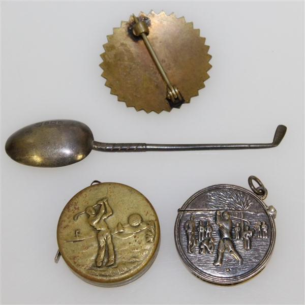 Easton Golf Club Badge with Sterling Silver Spoon, a Tape Measure, and a Match Holder