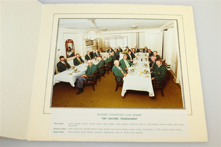 Bob Goalby's 1981 Masters Champions Club Dinner Photo in Original Sleeve