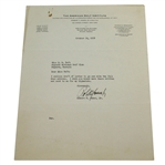 Bobby Robert T Jones, Jr. Jones Signed 1938 Typed Letter to Augusta National JSA ALOA 