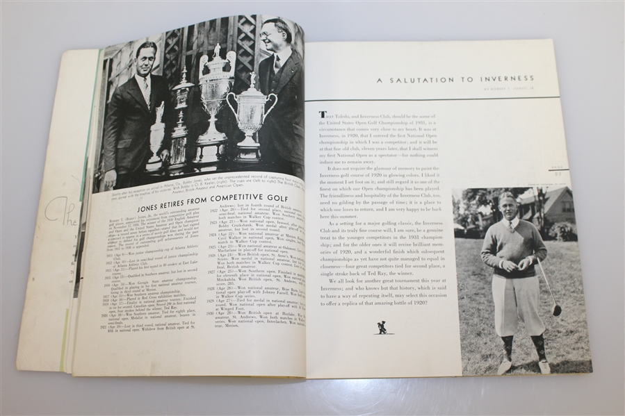 1931 US Open Championship (35th) at Inverness Program - Billy Burke Winner