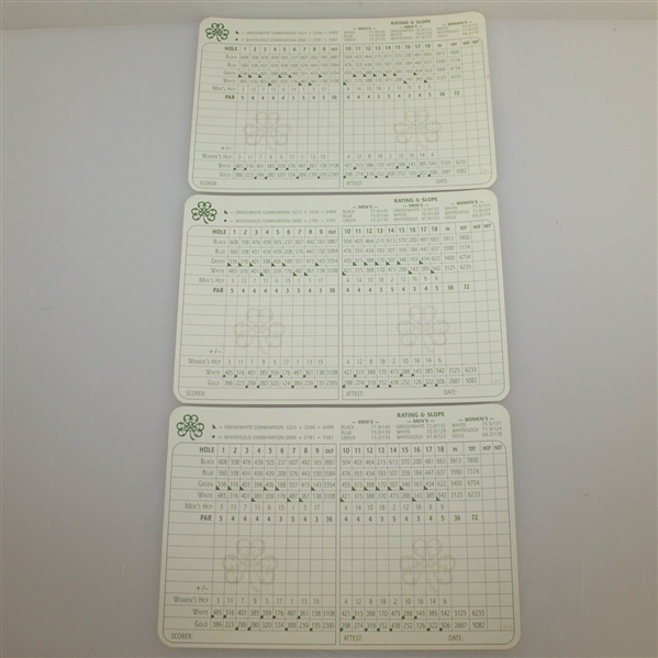 Pair of Authentic Erin Hills Course Used White Tee Markers with Letter & Scorecards