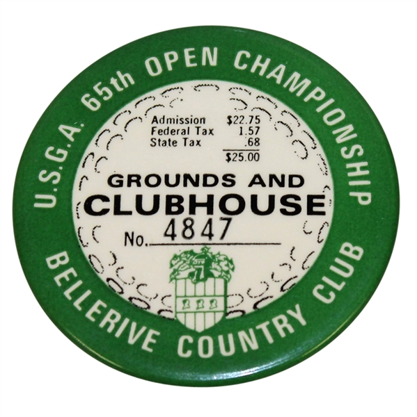 1965 US Open Championship at Bellerive CC Grounds & Clubhouse Badge #4847