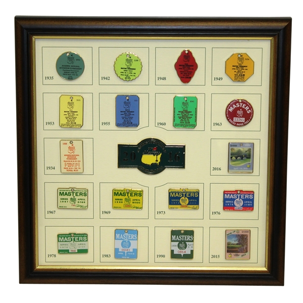Masters 2016 Ltd Ed Commemorative Pin Set - Vintage Masters Badge Theme 174/250 Framed