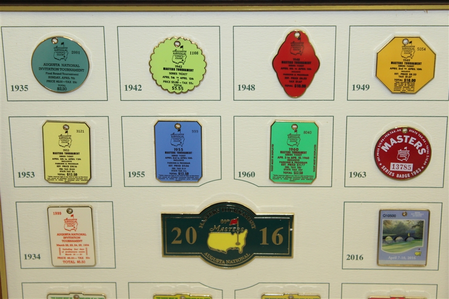 Masters 2016 Ltd Ed Commemorative Pin Set - Vintage Masters Badge Theme 174/250 Framed