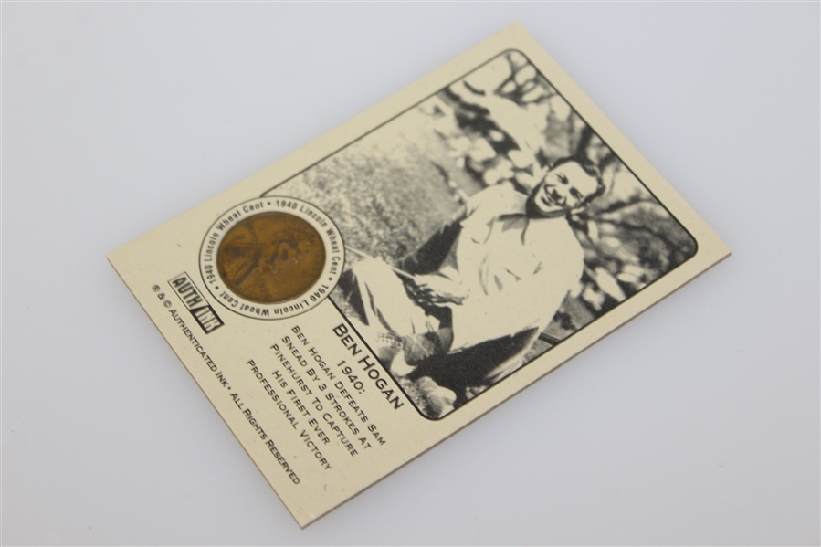 Ben Hogan 1940 'Defeats Sam Snead to Capture First Victory' Lincoln Wheat Penny Card