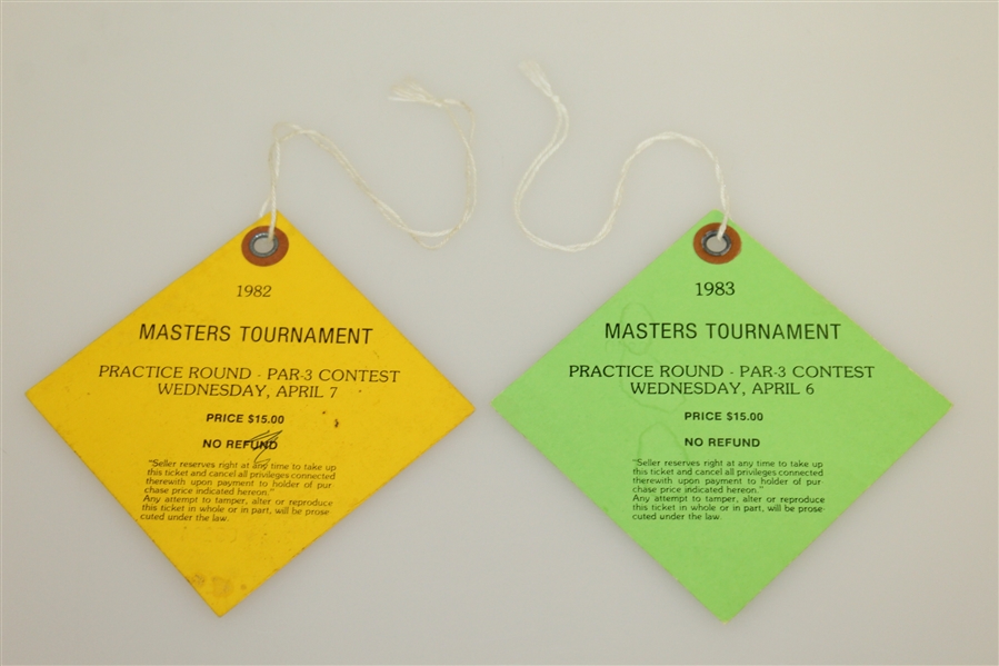 1982 & 1983 Masters Augusta National Par 3 Contest & Final Practice Round Tickets