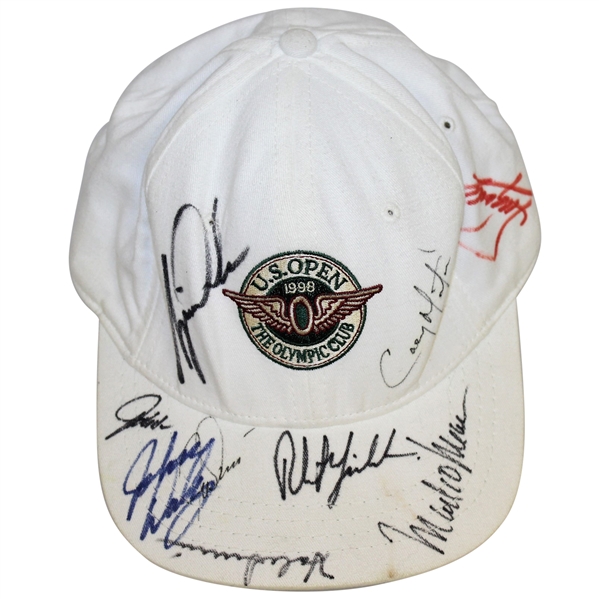 Tiger Woods, Phil Mickelson, and others Signed 1998 US Open Hat JSA ALOA