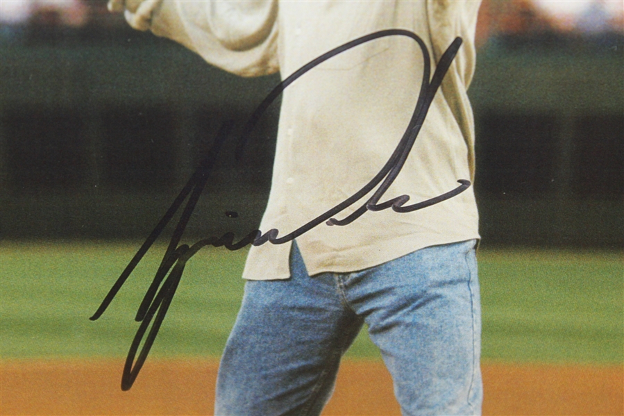 Tiger Woods Signed Matted Photo Throwing Out First Pitch JSA ALOA
