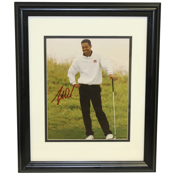 Tiger Woods Vintage Signed Stanford Photo - Framed JSA ALOA