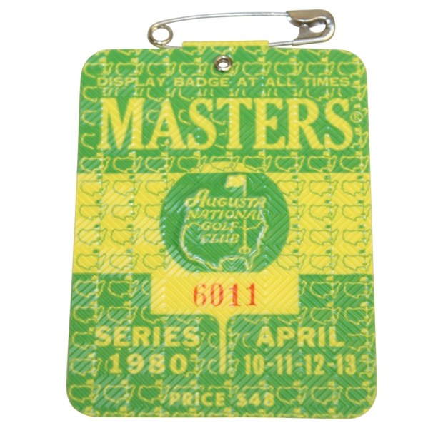 1980 Masters Tournament Series Badge #6011 - Seve Ballesteros Winner
