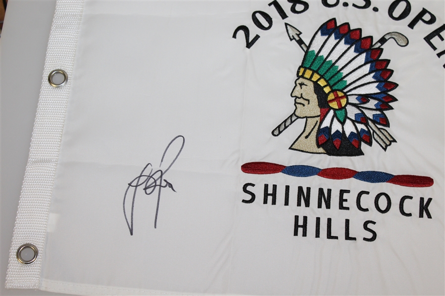 Justin Rose Signed 2018 US Open at Shinnecock Hills Embroidered Flag JSA ALOA