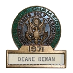 Deane Bemans 1971 US Open at Shinnecock Contestant Badge - Lee Trevino Win