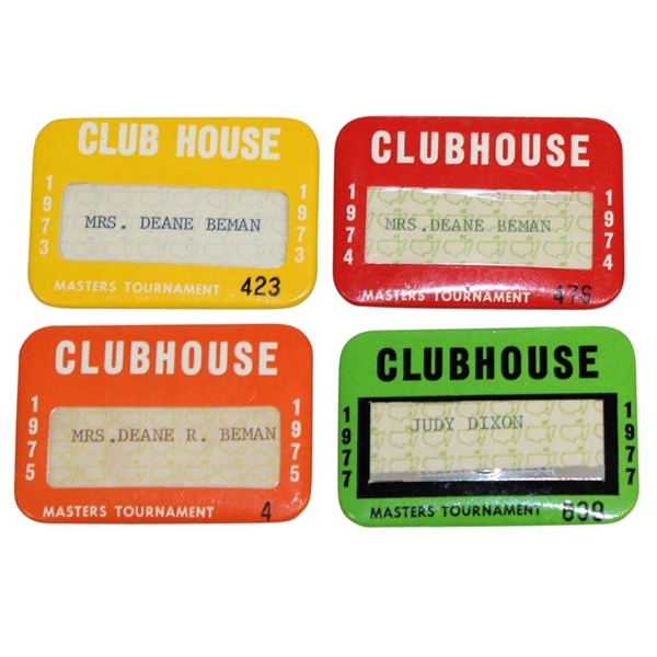 Judy Beman's Masters Clubhouse Badges - 1973, 1974, 1975, & 1977