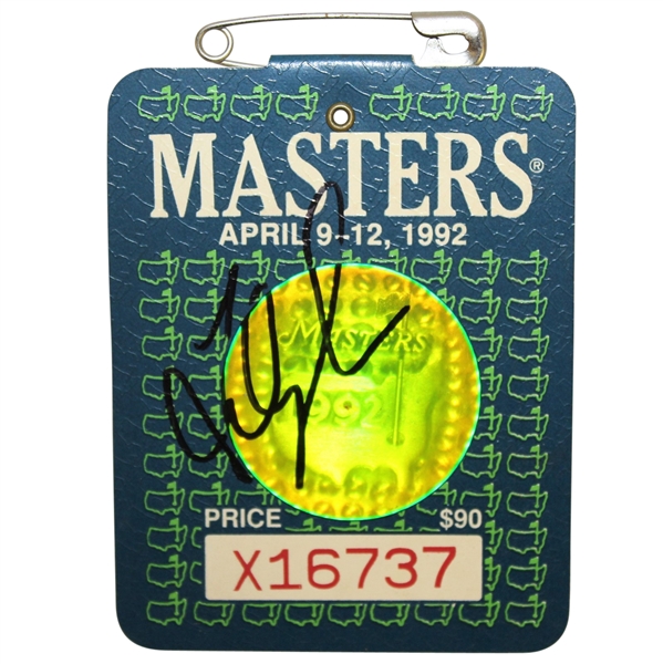 Fred Couples Signed 1992 Masters SERIES Badge #X16737 JSA ALOA