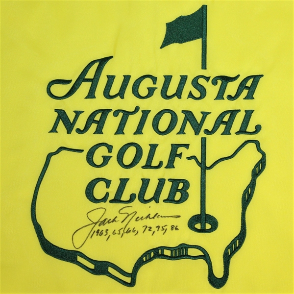 Jack Nicklaus Signed Augusta National GC Members Flag with All 6 Wins Notation! JSA ALOA