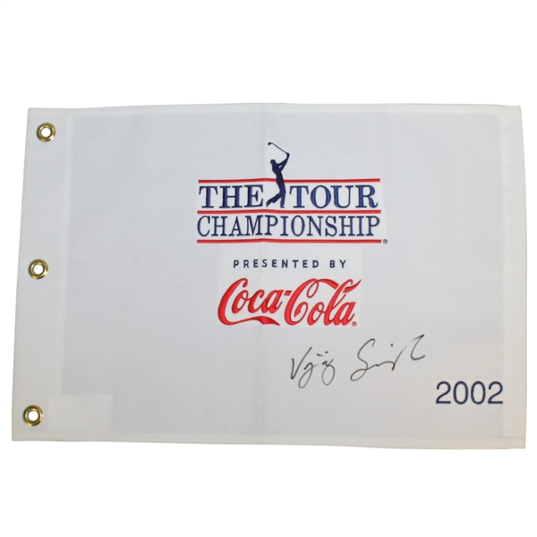 Vijay Singh Signed 2002 The Tour Championship Embroidered Flag JSA ALOA