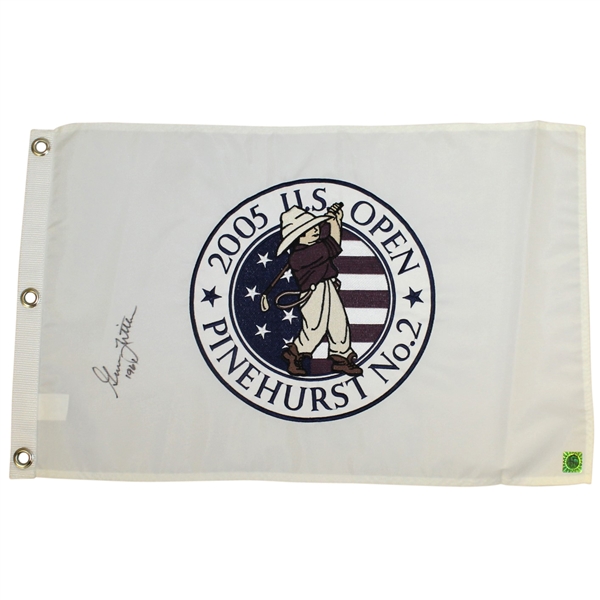 Gene Littler Signed 2005 US Open at Pinehurst No. 2 Embroidered Flag with '61' Inscription JSA ALOA
