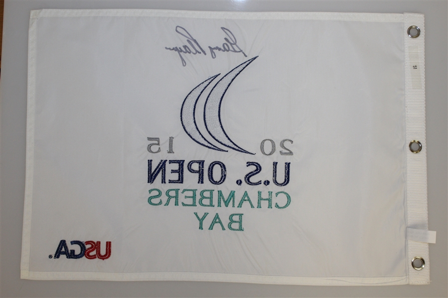 Gary Player Signed 2015 US Open at Chambers Bay Embroidered Flag JSA ALOA