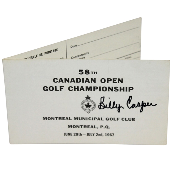 Billy Casper Signed 1967 Canadian Open Golf Championship Scorecard JSA ALOA