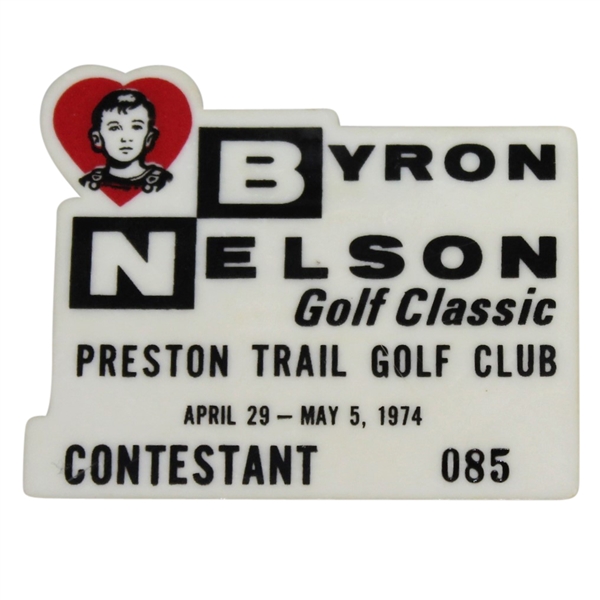 1974 Byron Nelson Golf Classic at Preston Trail Golf Club Contestant Badge #085