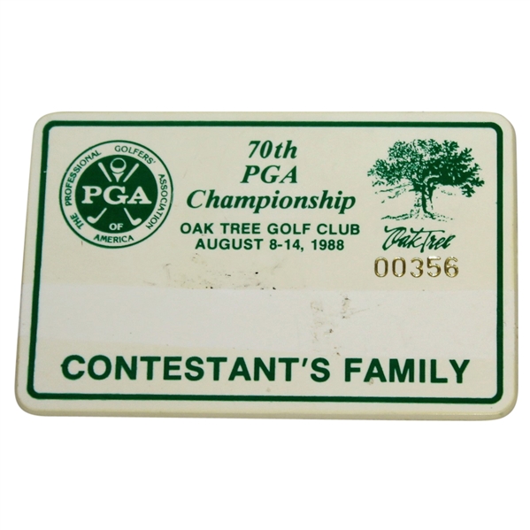 1988 PGA Championship at Oak Tree Golf Club Contestant Family Badge #00356