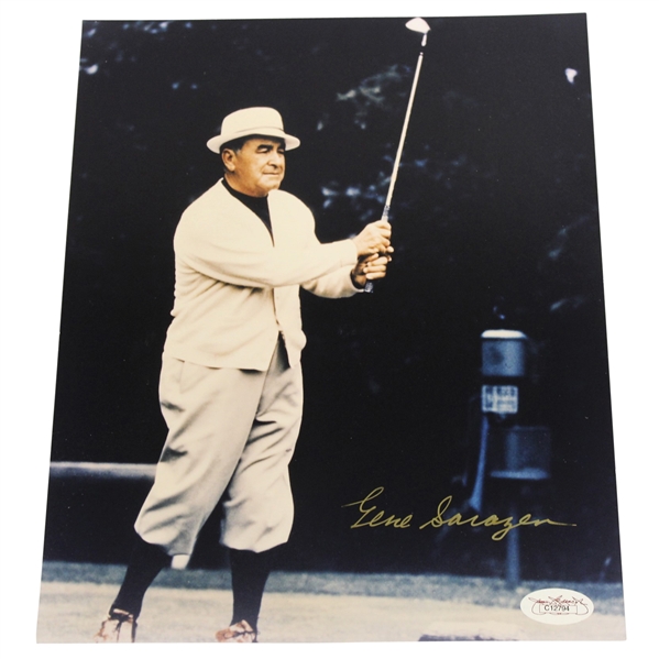 Gene Sarazen Signed 8x10 Post Swing Photo - Gold Marker JSA #C12794