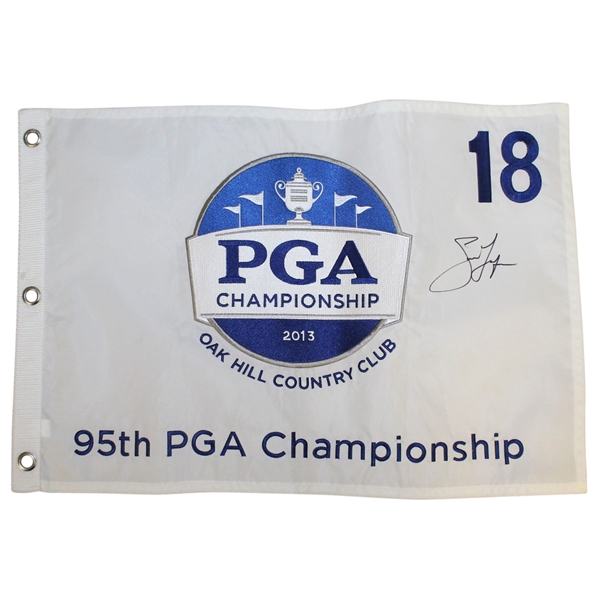 Jason Dufner Signed 2013 PGA Championship at Oak Hill Embroidered Flag JSA ALOA