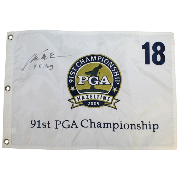 Y.E. Yang Signed 2009 PGA Championship at Hazeltine Embroidered Flag JSA ALOA