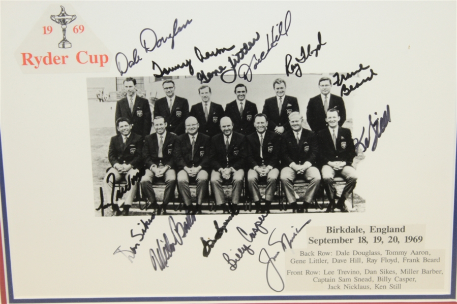 1969 Ryder Team United States Team Signed Photo - Framed JSA ALOA