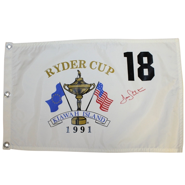 Dave Stockton (Captain) Signed 1991 Ryder Cup at Kiawah Island Flag JSA ALOA