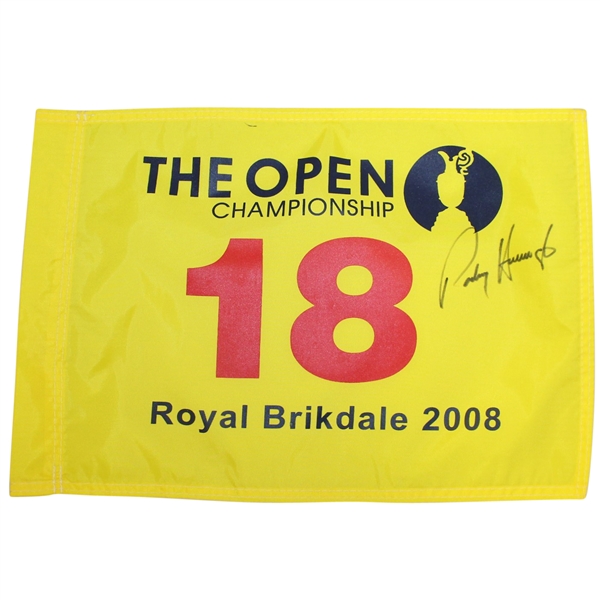 Padraig Harrington Signed 2008 The Open Championship at Royal Birkdale Flag JSA ALOA