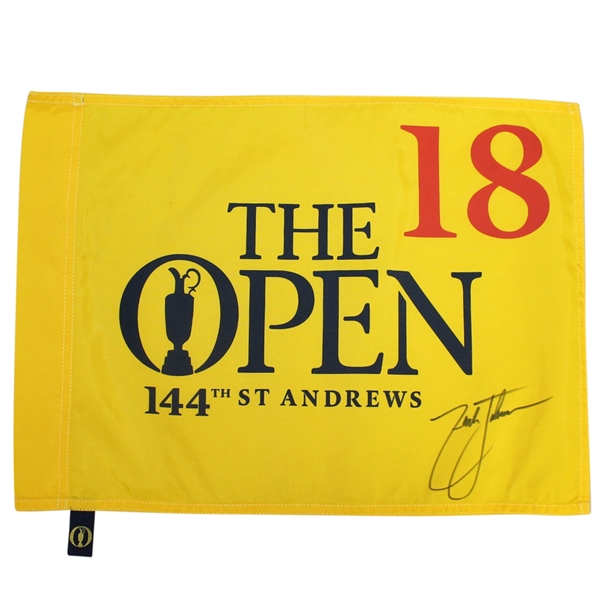 Zach Johnson Signed 144th The Open Championship at St. Andrews Flag (2015) JSA ALOA