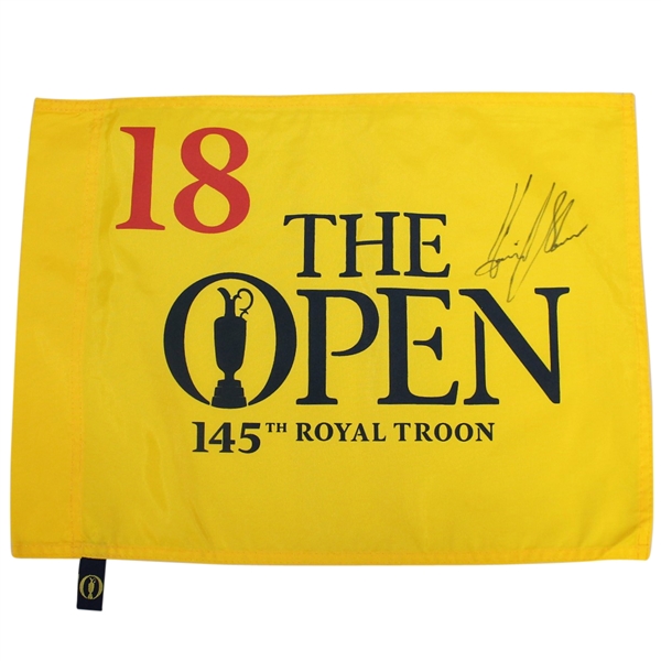 Henrik Stenson Signed 145th The Open Championship at Royal Troon Flag (2016) JSA ALOA