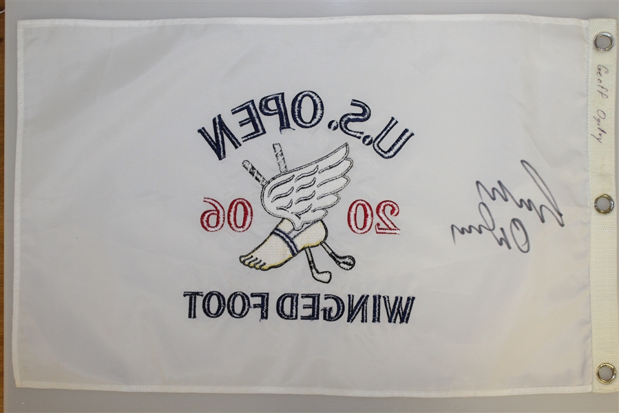 Geoff Ogilvy Signed 2006 US Open Championship at Winged Foot Embroidered Flag JSA ALOA