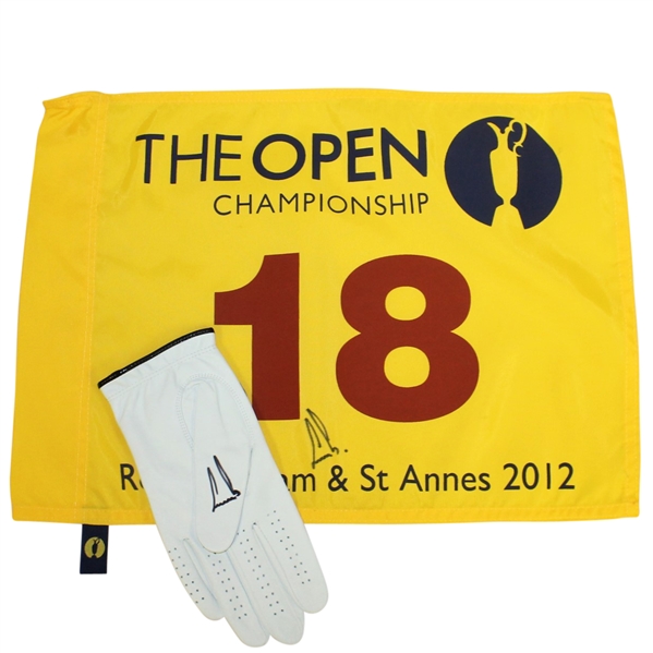 Ernie Els Signed 2012 Open Championship at Royal Lytham Flag & Signed Golf Glove JSA ALOA